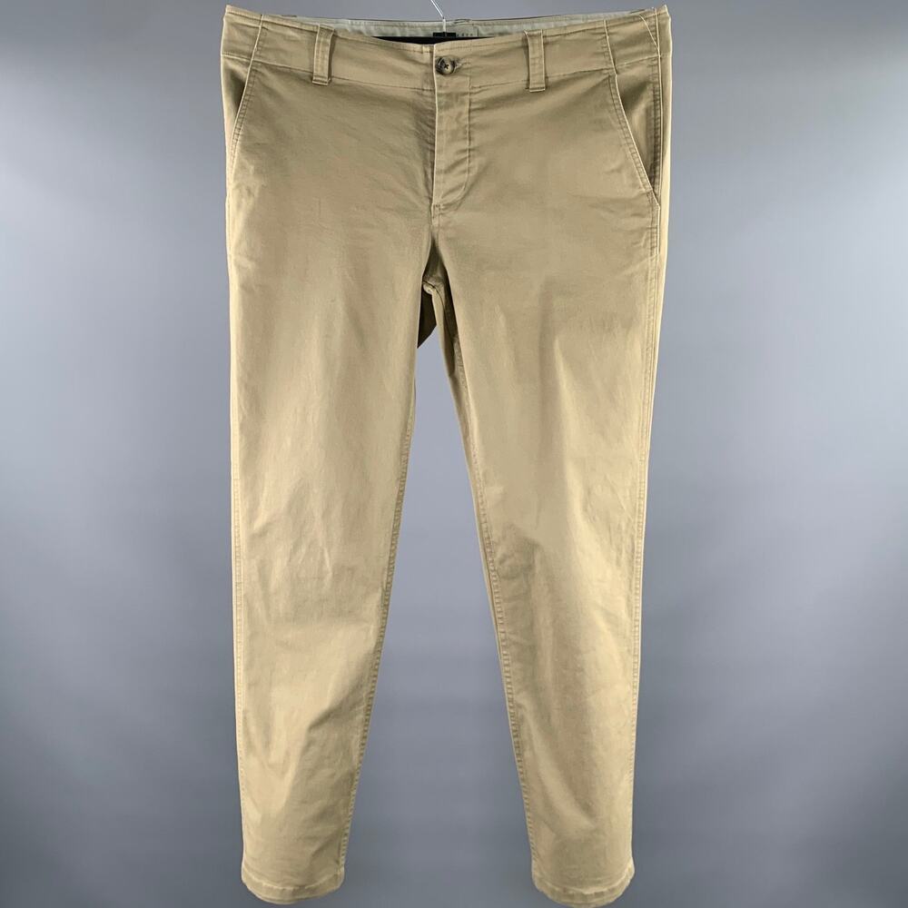 SANDRO Size 36 Khaki Solid Cotton Blend Button Fly Casual Pants